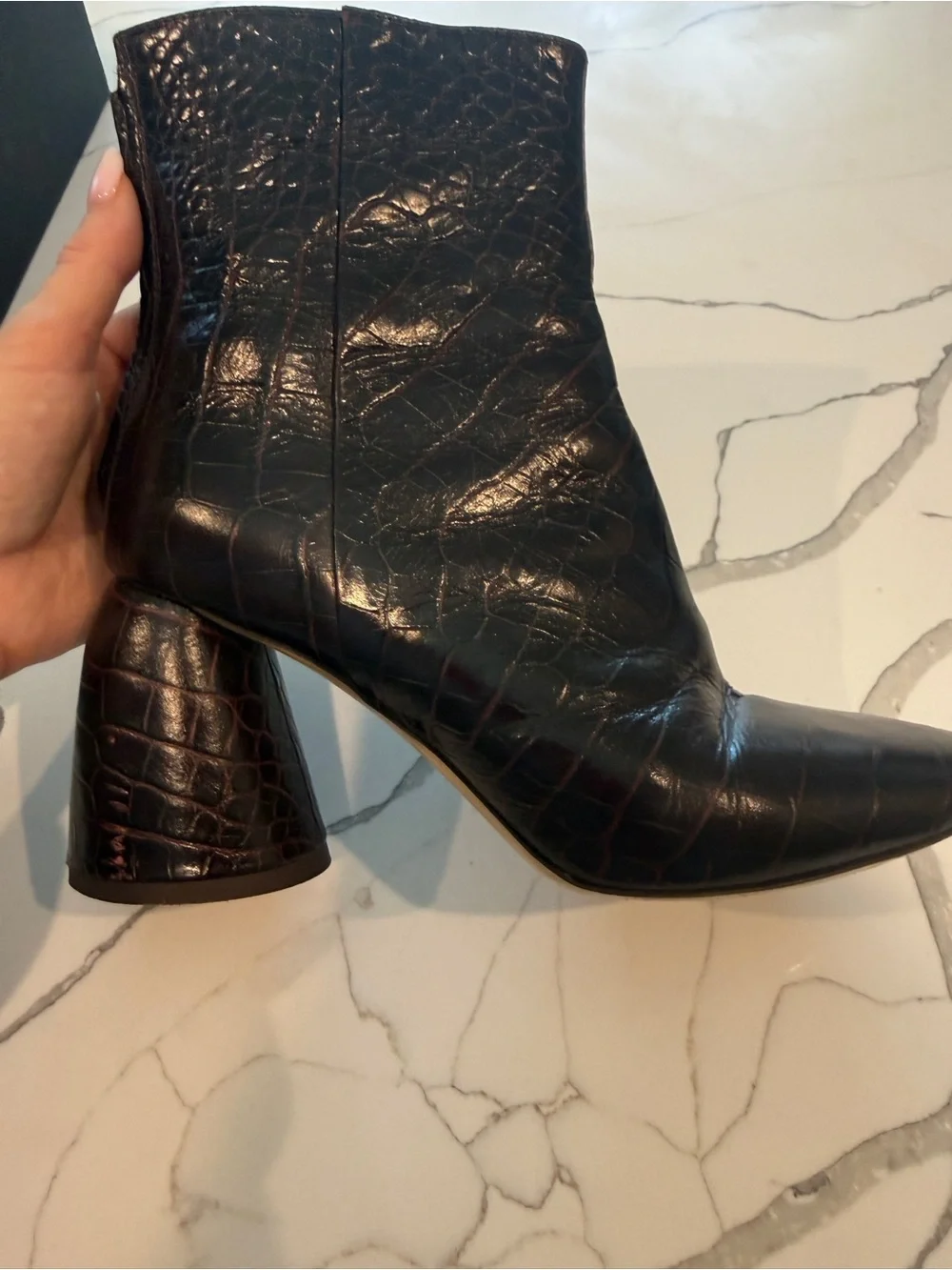 Ellery Croc Embossed Sacred Burgundy Bootie